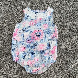 Lilly Pulitzer Baby Romper with Lace Collar